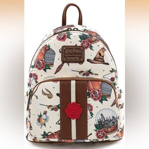 BRAND NEW!!! Loungefly Harry Potter Tattoo Art Cream Color Backpack
